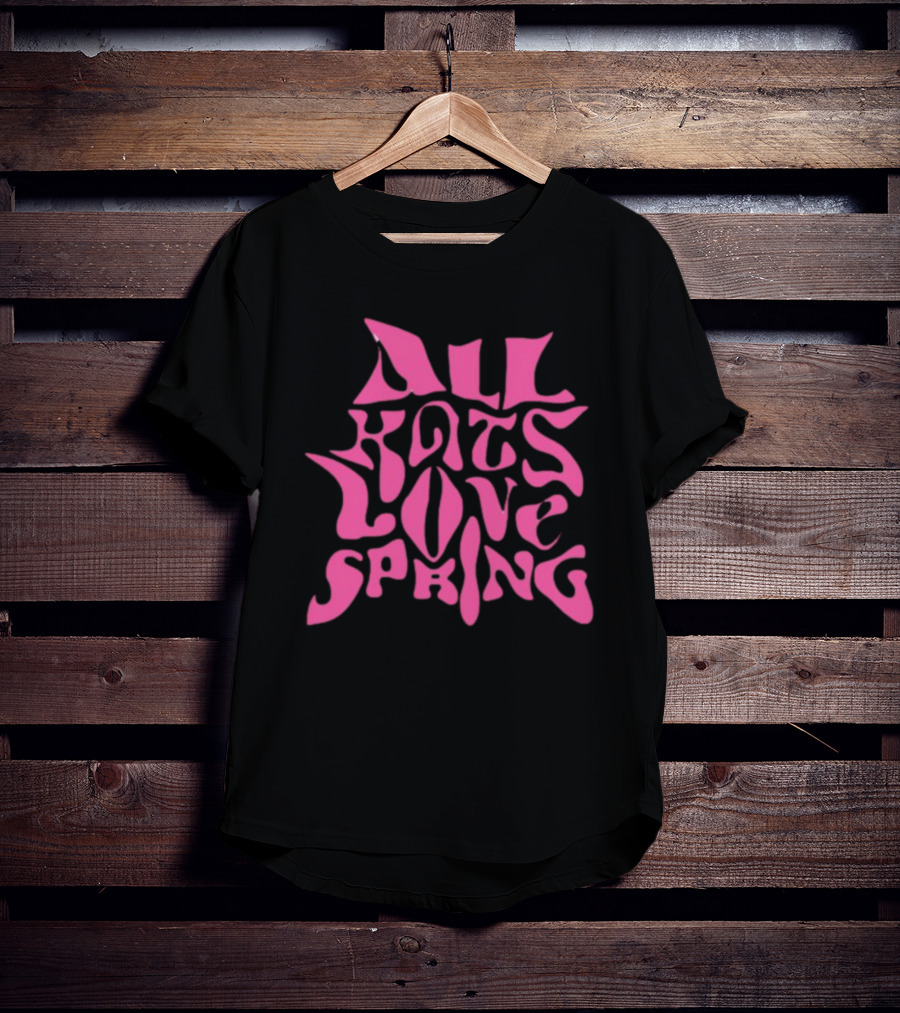Madkat Mr. Kat All Kats Love Spring Groovy Pink Phrase T-Shirt