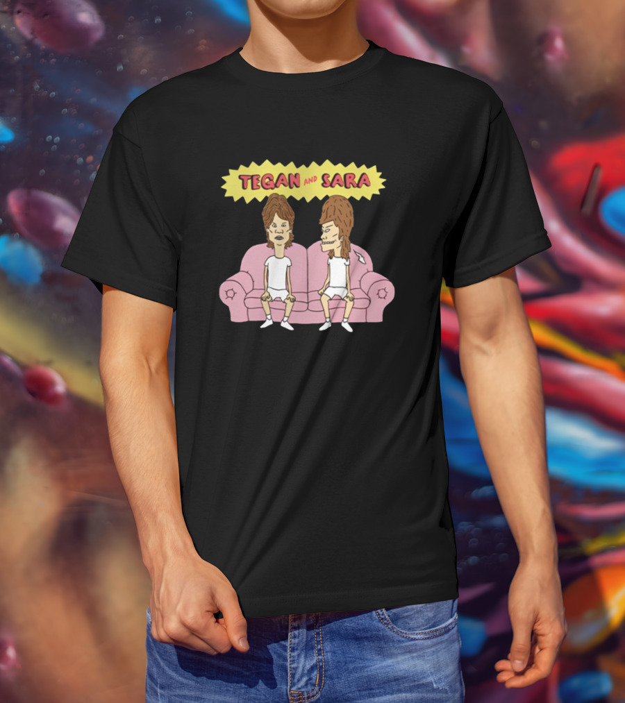 Tegan And Sara B Cartoon Style Couch Duo T-Shirt
