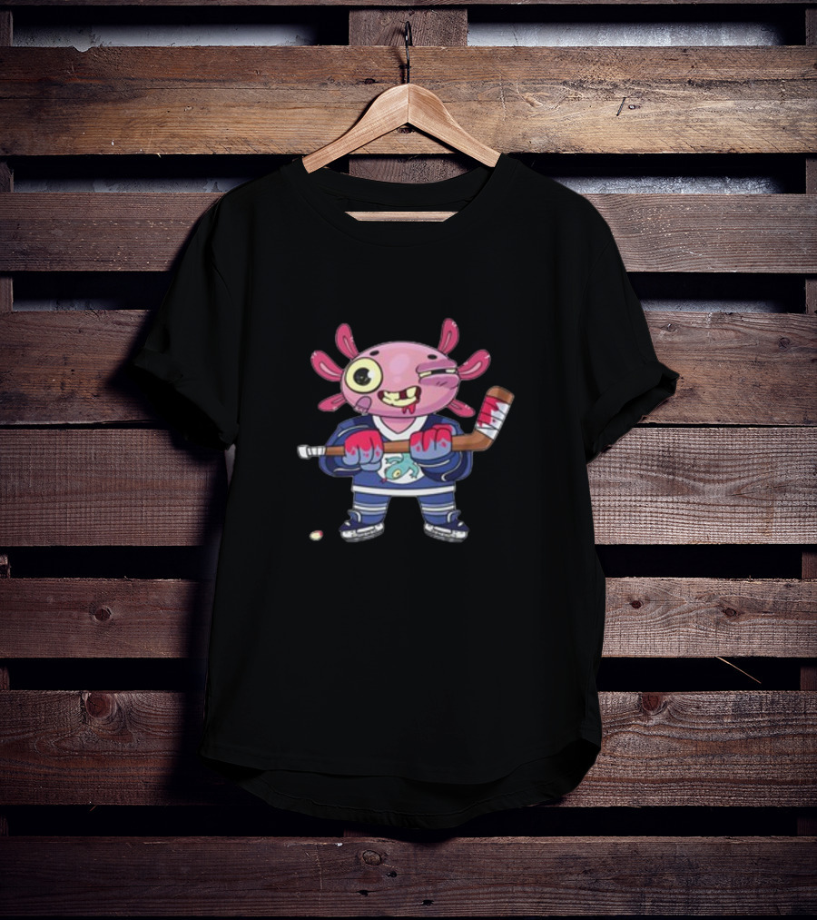 Axolotl Hockey Player With Stick And Puck T-Shirt