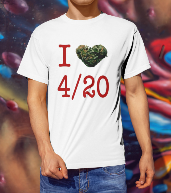 I Love 420 Day Heart Made Of Cannabis T-Shirt