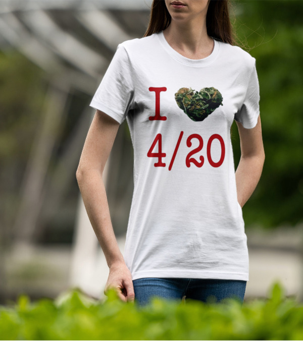 I Love 420 Day Heart Made Of Cannabis T-Shirt