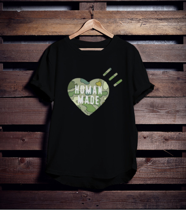 HUMAN MADE Camo Heart Kaws Collaboration T-Shirt