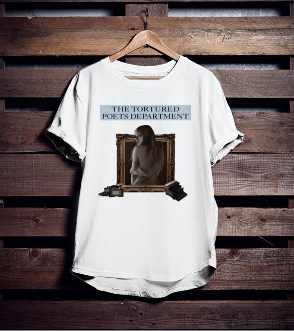 Chartsandshirts The Tortured Poets Department Framed Figure With Books And Typewriter T-Shirt