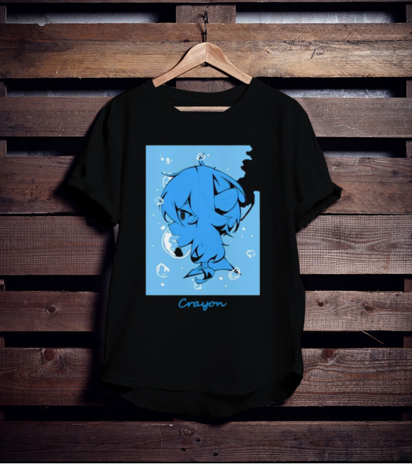 Crayon Submerged Blue Anime Head With Bubbles T-Shirt