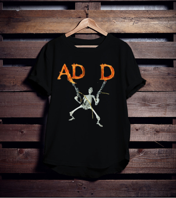 ADHD Skeleton Dual-Wielding Fiery Guns T-Shirt