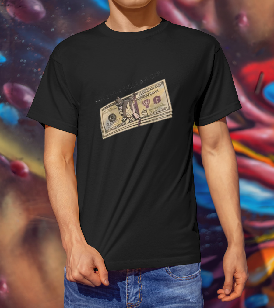 Million Dollar Girl Cartoon Stack Of Cash Capitalism Vulture Currency T-Shirt