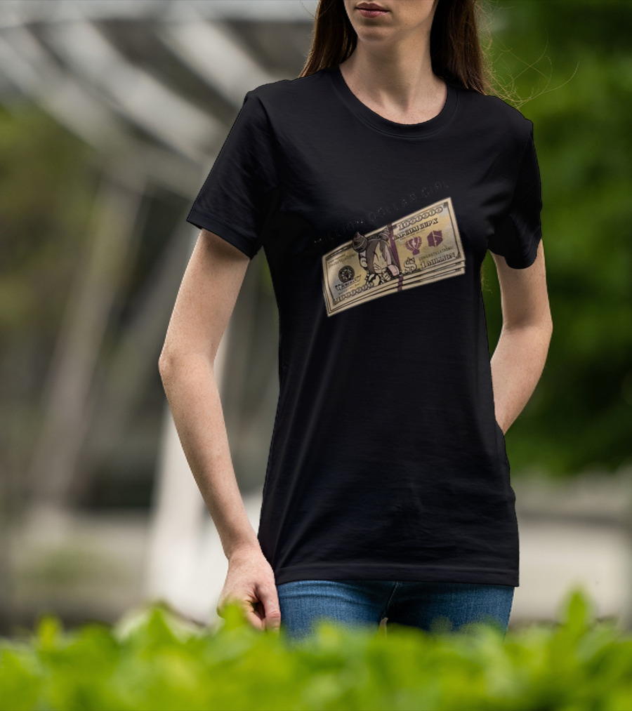 Million Dollar Girl Cartoon Stack Of Cash Capitalism Vulture Currency T-Shirt