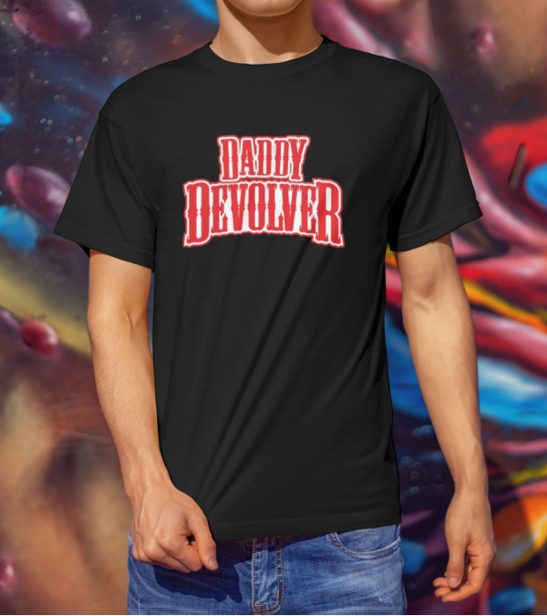 Daddy Devolver Red Western Typography T-Shirt