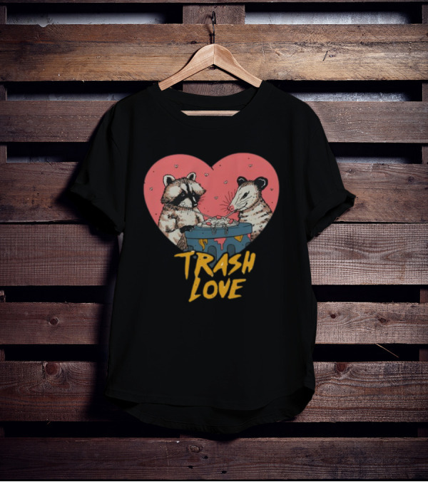Five Below Trash Love Raccoon Possum Heart T-Shirt