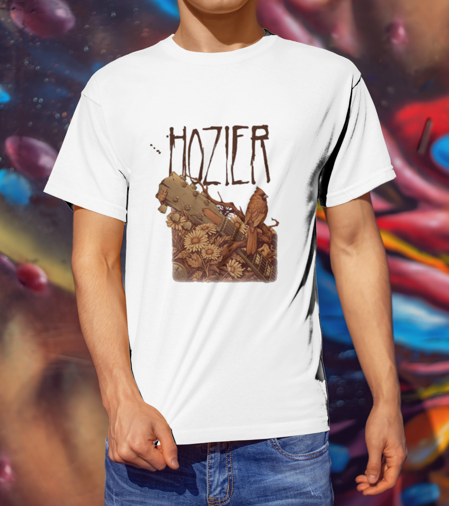 Hozier Jacksonville May 7 Show Guitar And Floral Bird T-Shirt