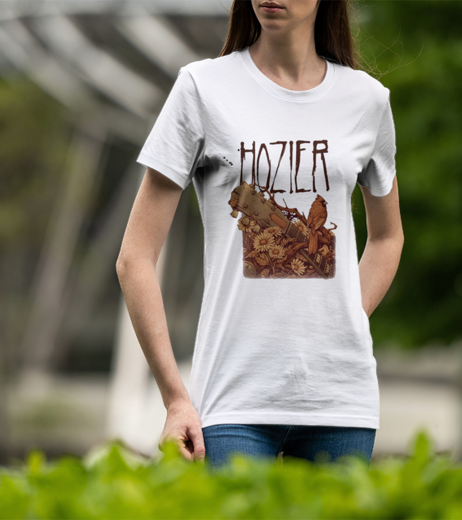 Hozier Jacksonville May 7 Show Guitar And Floral Bird T-Shirt