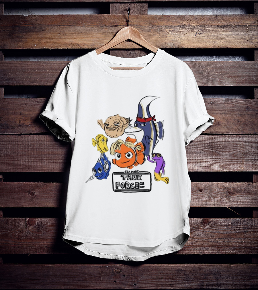 Sea Wars Tank Force Cartoon Fish Characters T-Shirt