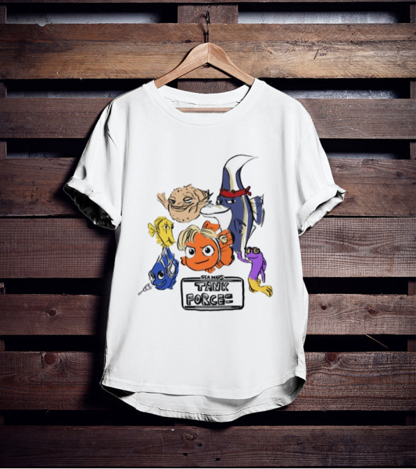 Sea Wars Tank Force Cartoon Fish Characters T-Shirt