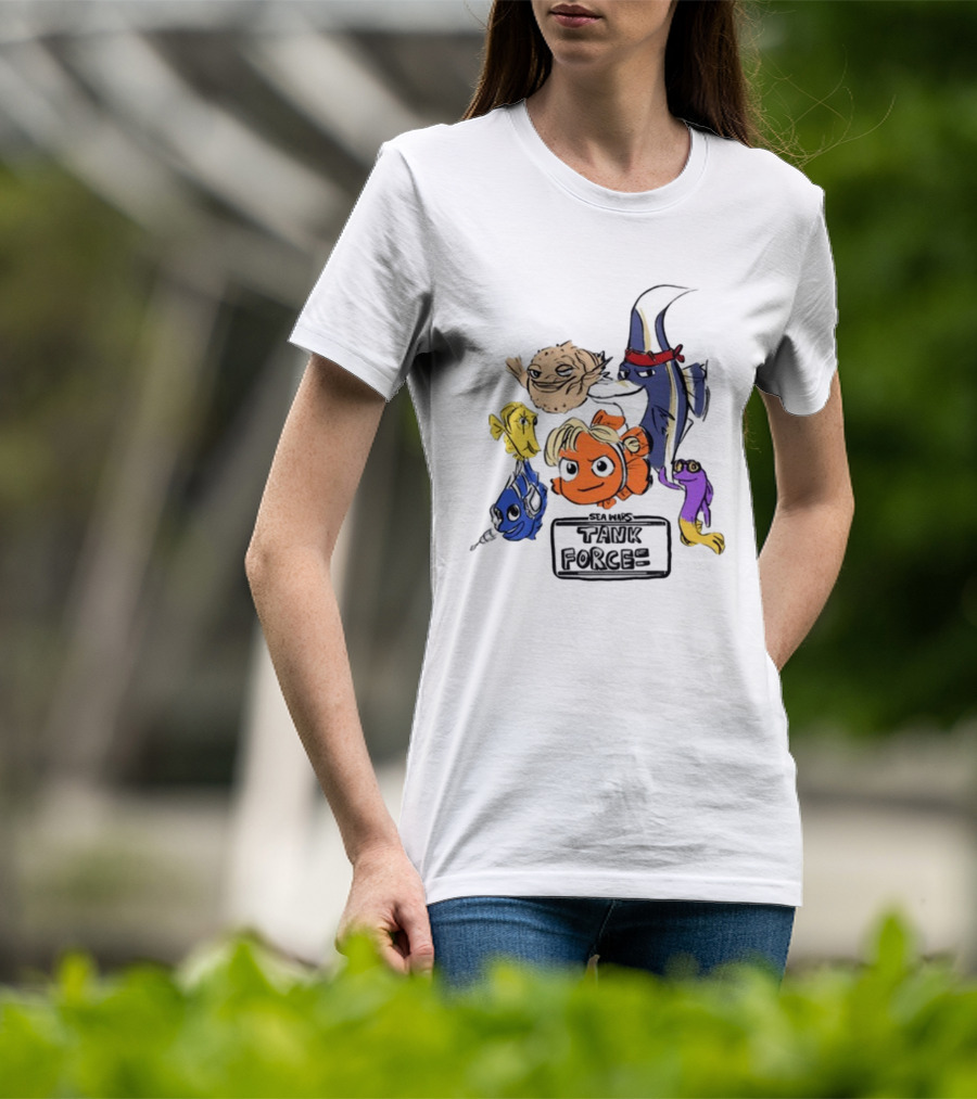 Sea Wars Tank Force Cartoon Fish Characters T-Shirt