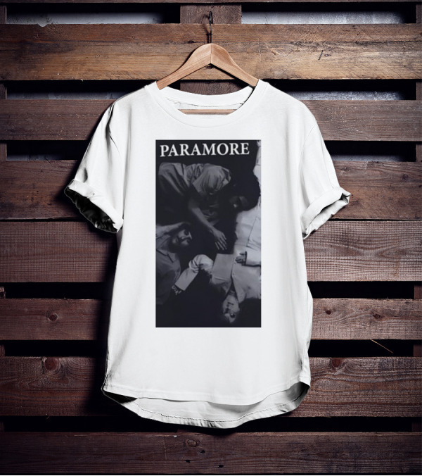 Paramore Black And White Band Photo Trio Lying Down T-Shirt
