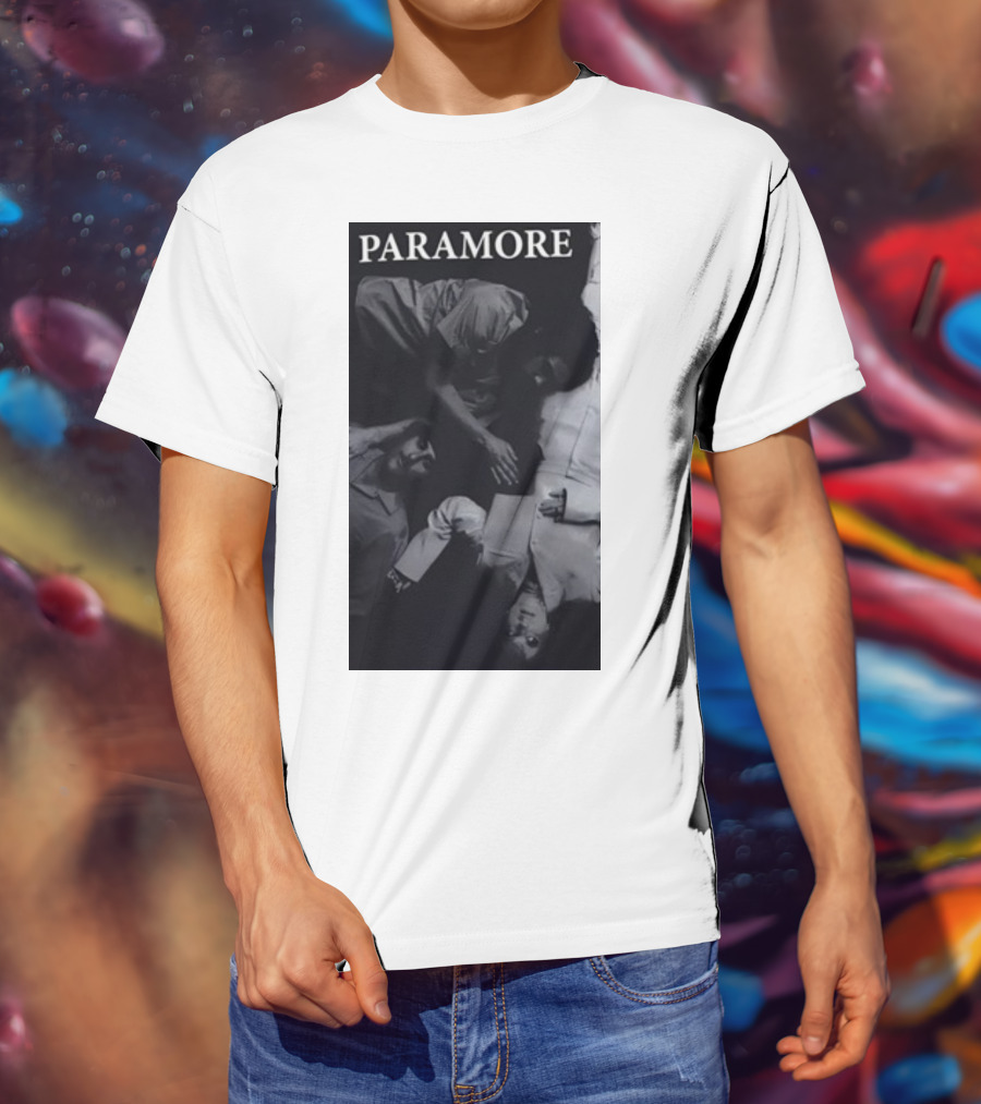 Paramore Black And White Band Photo Trio Lying Down T-Shirt