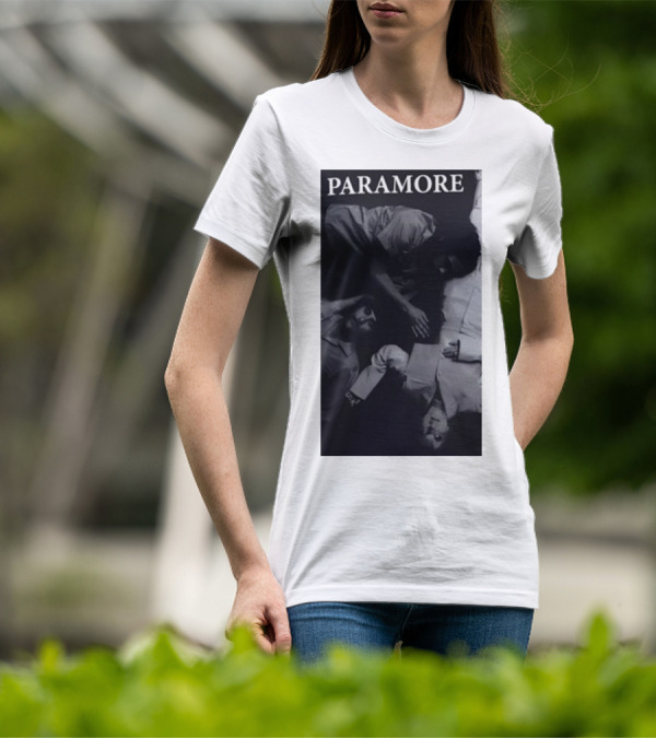 Paramore Black And White Band Photo Trio Lying Down T-Shirt