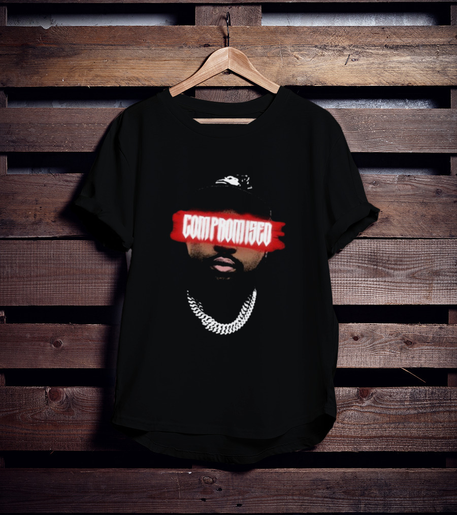DjAkademiks Compromised Red Text Black Hat Chain T-Shirt