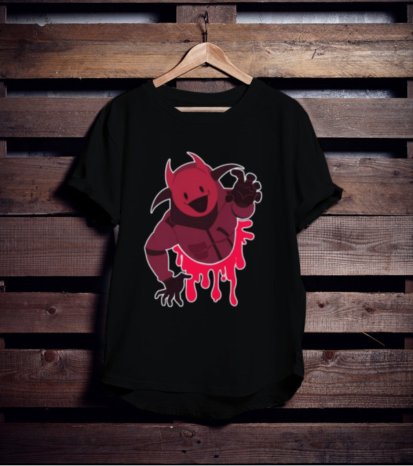 Reddsmess Get Over Here Dripping Red Demon Suit Character T-Shirt