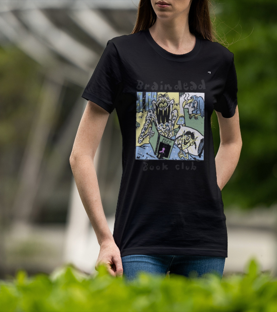 Wearebraindead Brain Dead Book Club Monster Peep Comic Panel T-Shirt