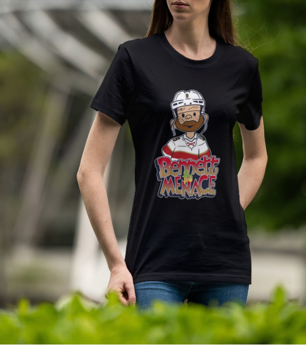 Bennett The Menace Illustrated Hockey Player Character T-Shirt
