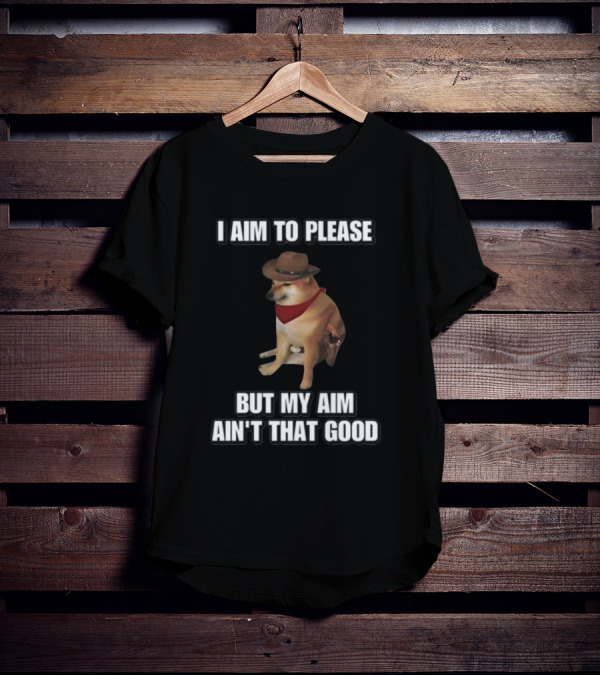 Cringeytees I Aim To Please But My Aim Ain't That Good Dog Cowboy Hat Bandana T-Shirt