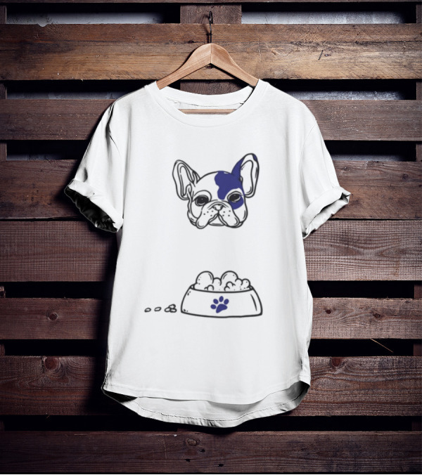 Dog Don't Play With My Food French Bulldog And Paw Print Bowl T-Shirt