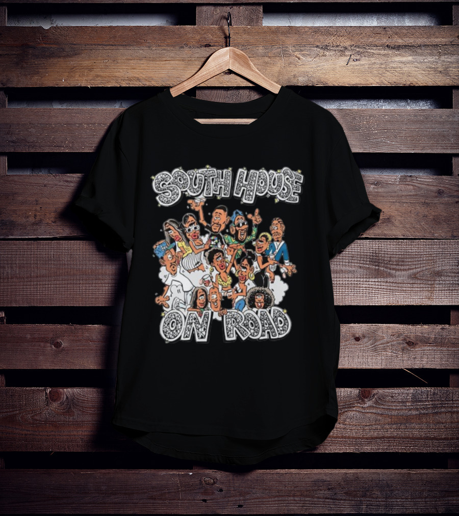 Freakorico South House On Road Cartoon Characters Gathering T-Shirt