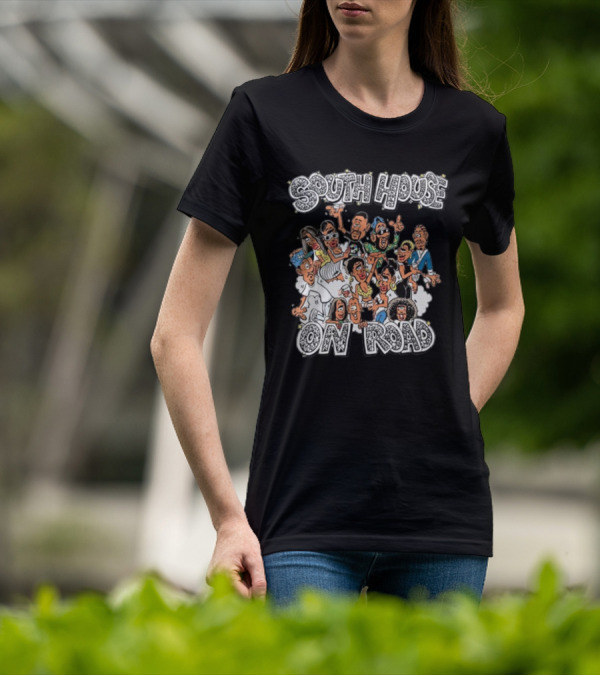 Freakorico South House On Road Cartoon Characters Gathering T-Shirt