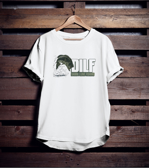 Middleclassfancy Dilf Damn I Love Fishing Jumping Fish T-Shirt