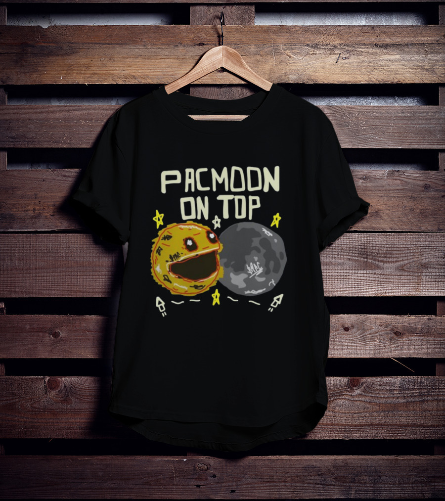Pacmoon On Top Pacman And Moon With Stars And Arrows T-Shirt