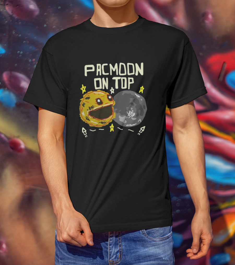 Pacmoon On Top Pacman And Moon With Stars And Arrows T-Shirt