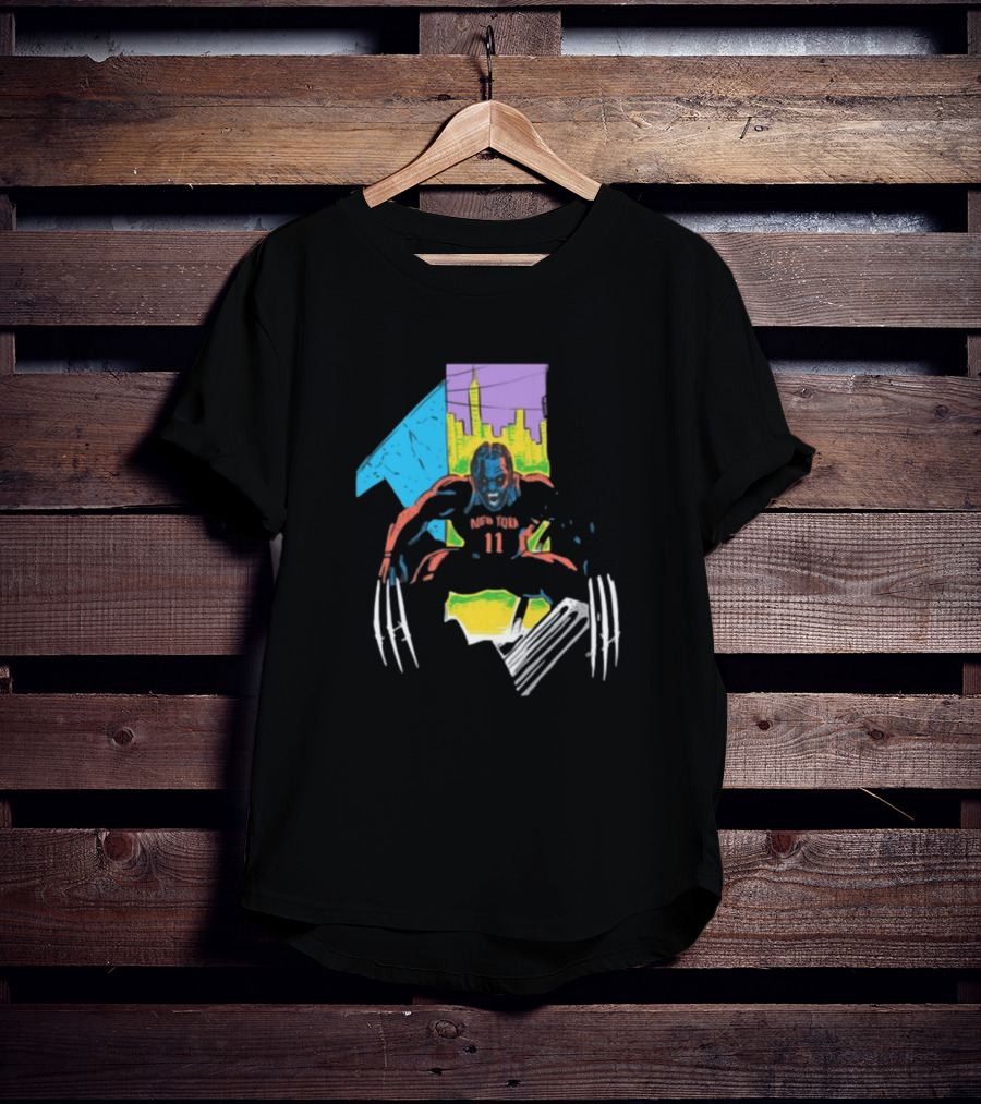 New York Wolverine Brunson Basketball Claws Skyline T-Shirt