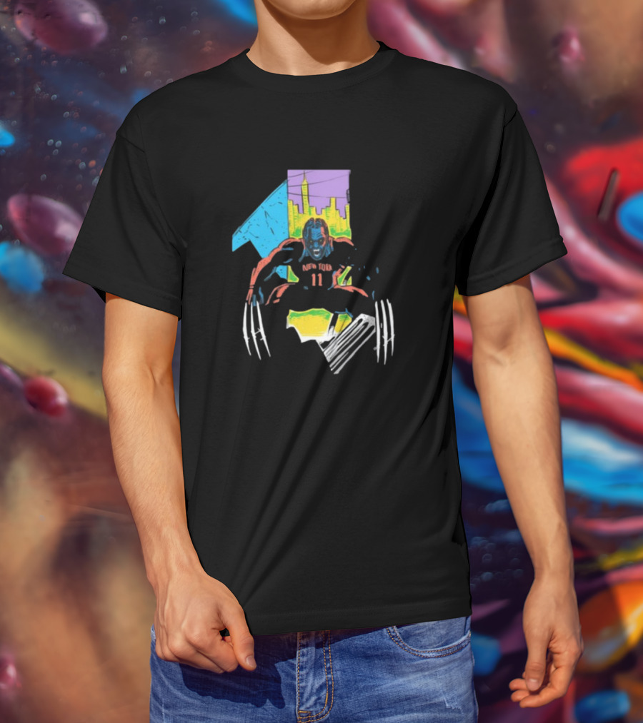 New York Wolverine Brunson Basketball Claws Skyline T-Shirt