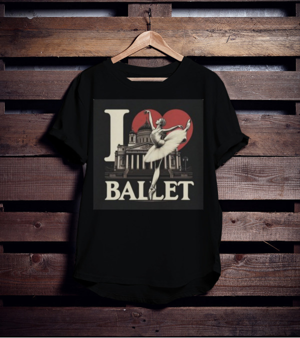 Artelize I Love Ballet Elegant Ballerina With Historic Architecture T-Shirt