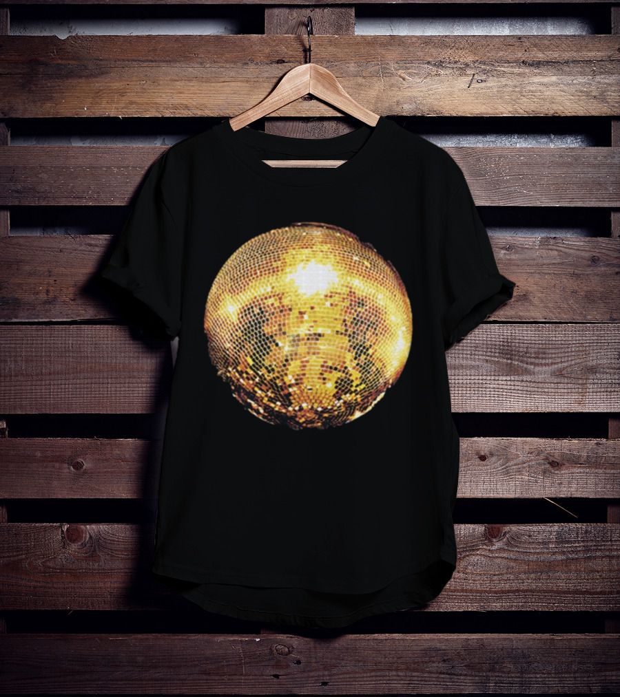 Gold Disco Ball Vintage 90s Shine Reflective Party T-Shirt