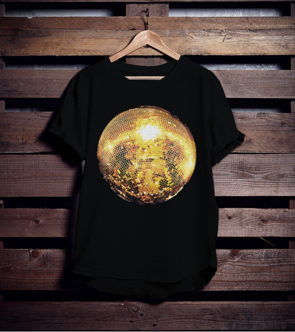 Gold Disco Ball Vintage 90s Shine Reflective Party T-Shirt