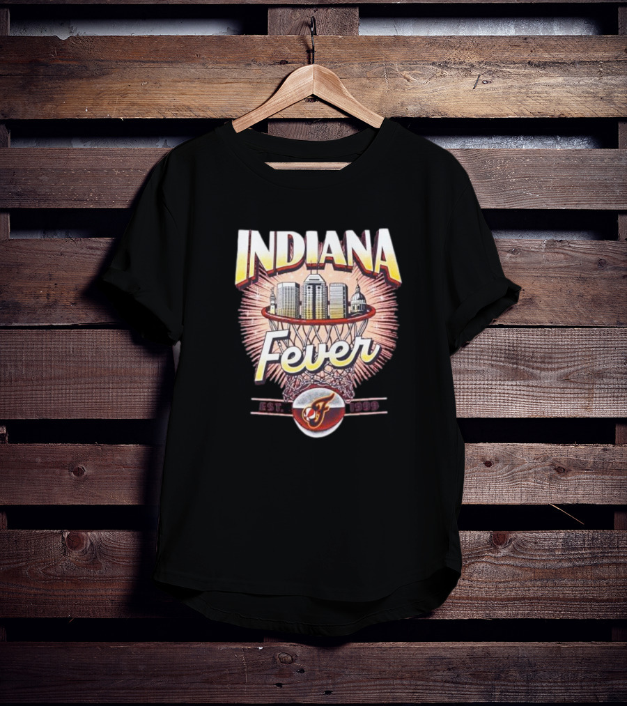 Indiana Fever Basketball City Established 1999 Skyline Hoops T-Shirt