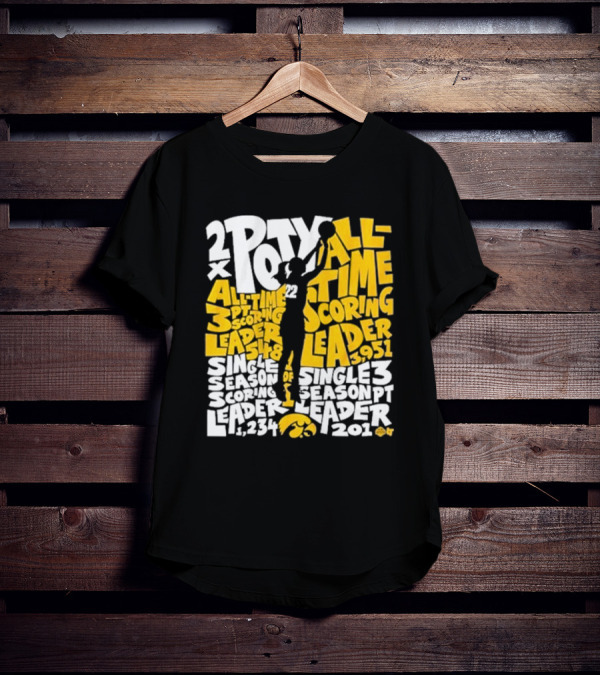Caitlin Clark 2x POY All-Time Scoring Leader Iowa Single Season 3 Pt Leader T-Shirt