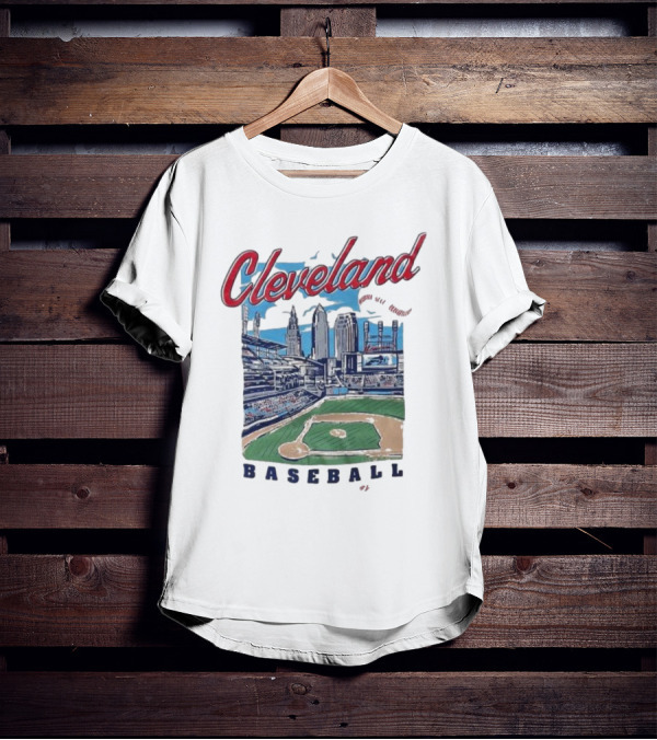 Cleveland Baseball Skyline Stadium Scene T-Shirt