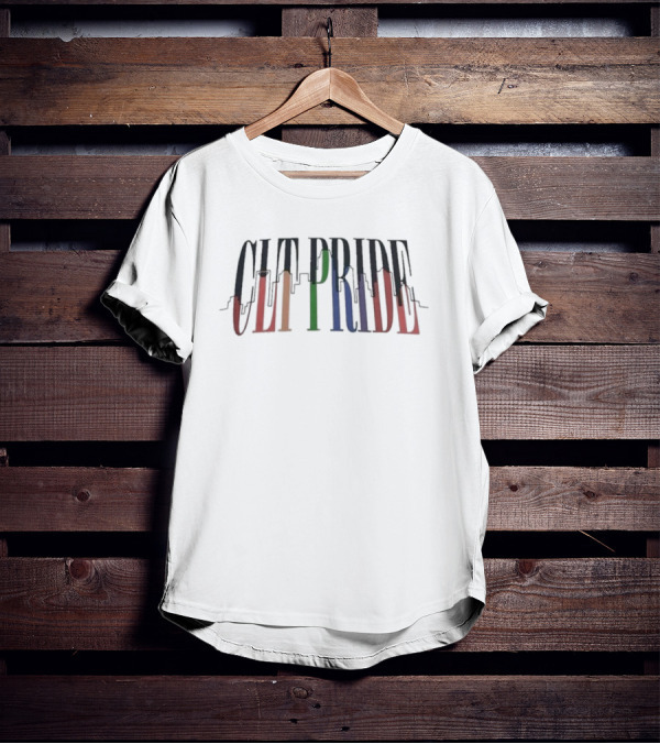 CLT Pride City Colorful Skyline Text T-Shirt