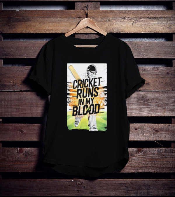 Cricket Runs In My Blood Batting Passion T-Shirt