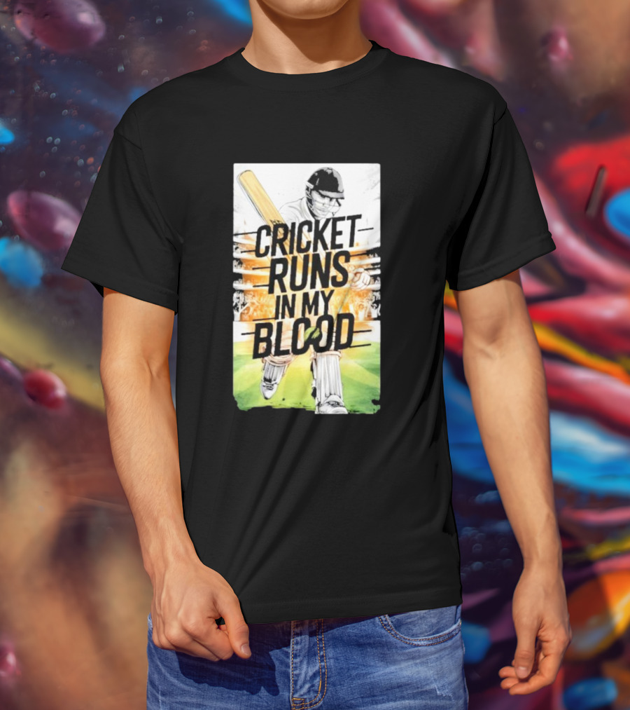 Cricket Runs In My Blood Batting Passion T-Shirt