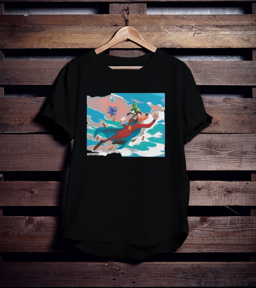 Disney Lorcana Super Goof Flying Hero Dog Adventure With Blue Bird Companion T-Shirt