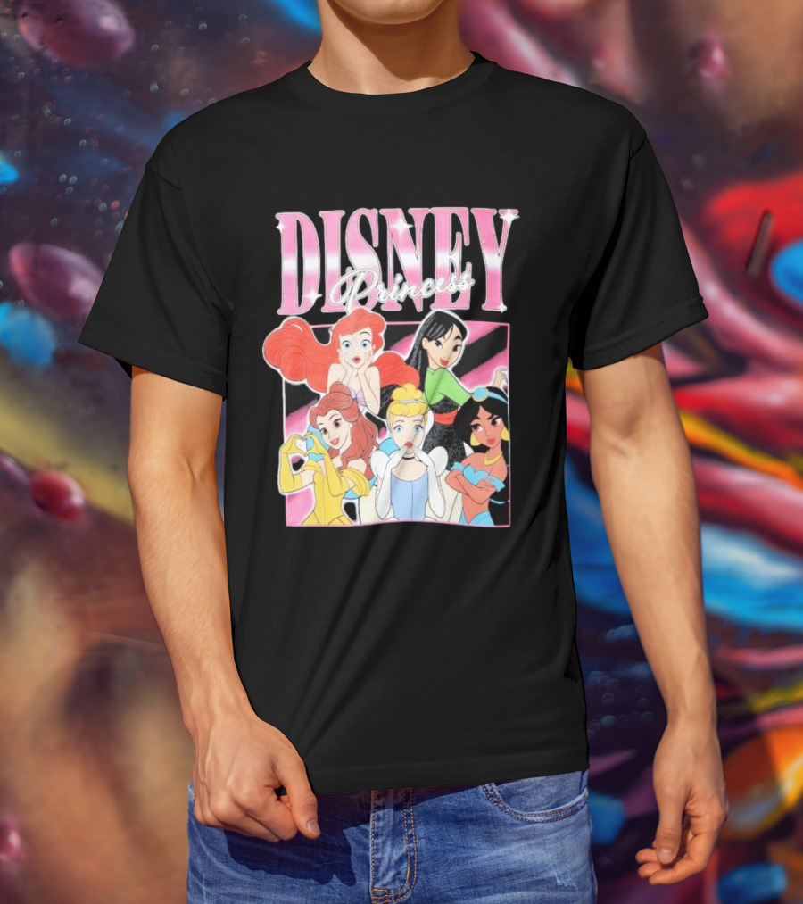 Disney Princess Group Ariel Belle Cinderella Jasmine Mulan T-Shirt