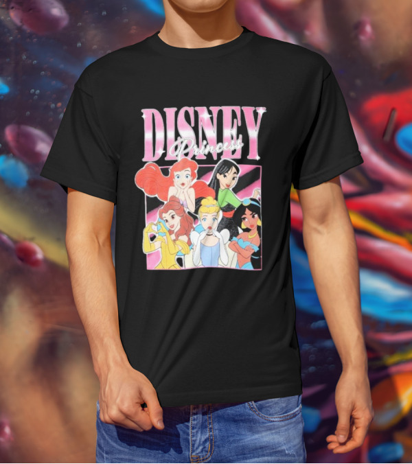 Disney Princess Group Ariel Belle Cinderella Jasmine Mulan T-Shirt
