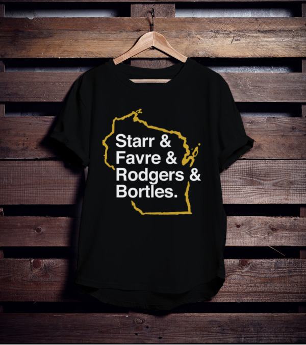 Starr Favre Rodgers Bortles Wisconsin Outline T-Shirt