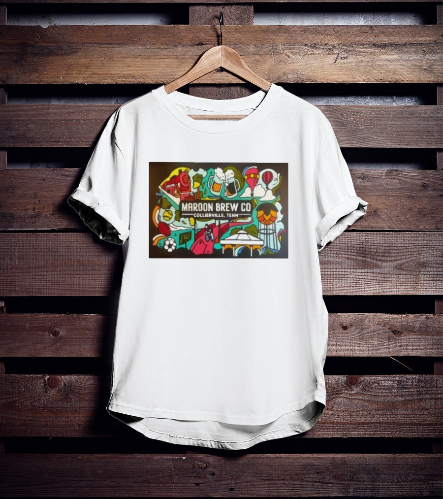 Maroon Brew Co Collierville Tenn Colorful Iconic Beer And Hot Air Balloon T-Shirt