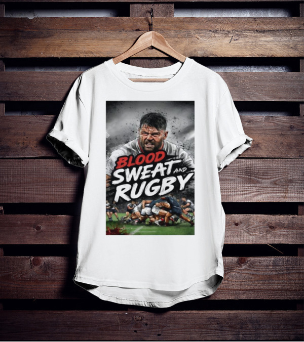 Blood Sweat And Rugby Intense Match Action Rugby Players T-Shirt