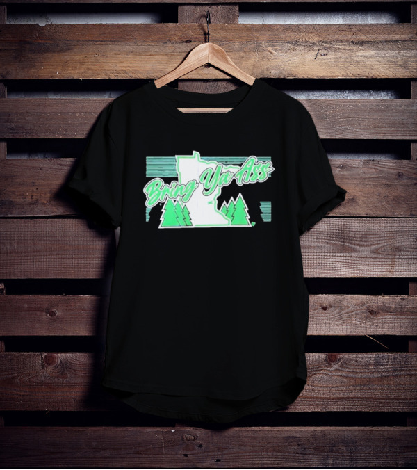 Bring Ya Ass To Minnesota With State Map And Pine Trees T-Shirt